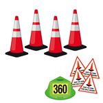 360 Walk Around Safety Kit - Red/Orange Cones w/Reflective Collars